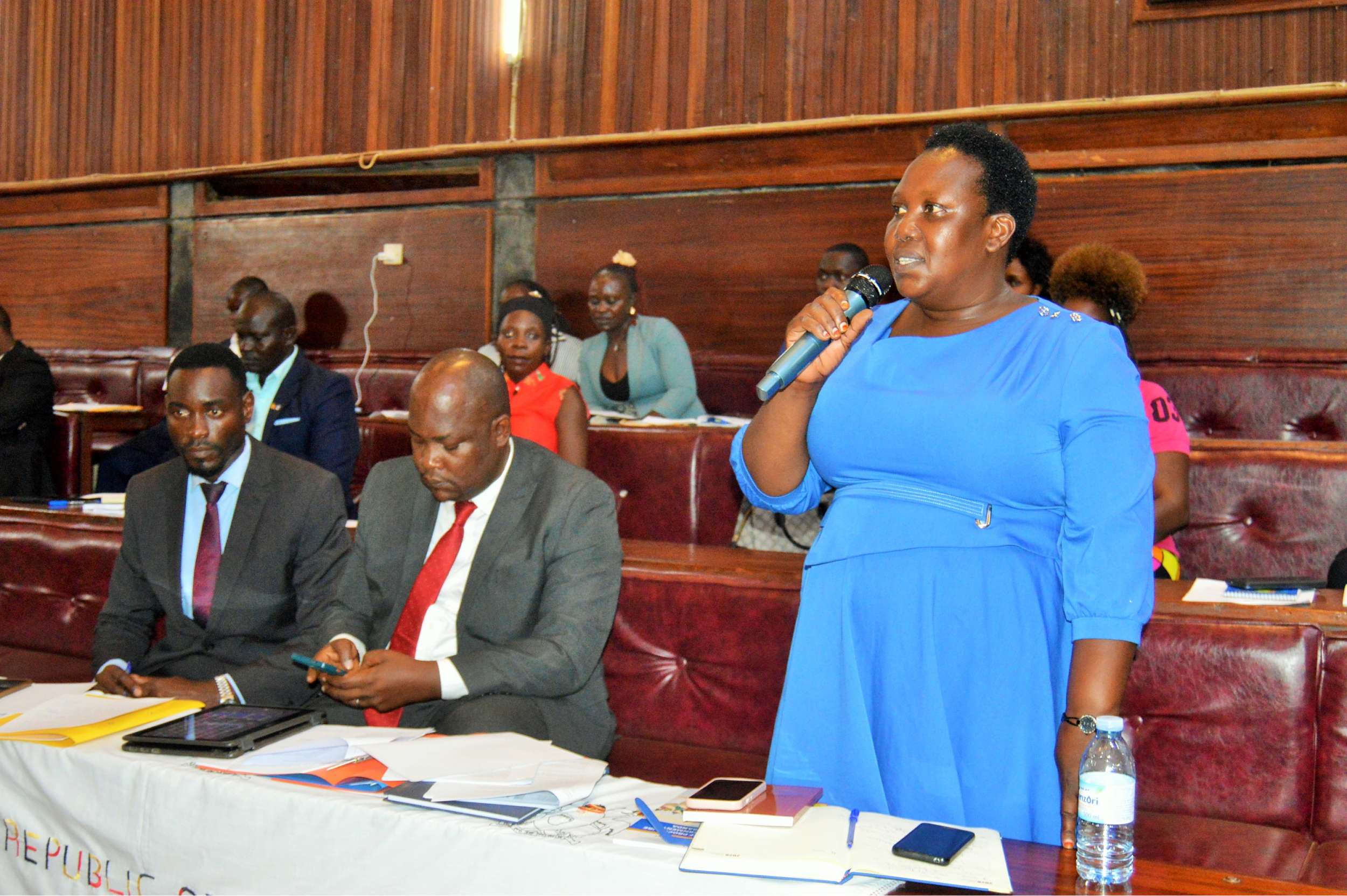 CAO-Ms Namayega Edith addressing District Council in session at the District Council Chambers 