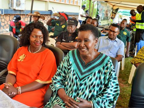 Hon. Amelia Kyambadde - Member of Parliament for Mawokota North County and Hon. Susan Nakawuki Nsambu-Member of Parliament for Mawokota South County elegantly grace the First Edition of Mpigi Tourism Expo held at Mpigi District Headquarters grounds